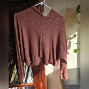 American Eagle Outfitters Brown Ribbed Knit Hoodie